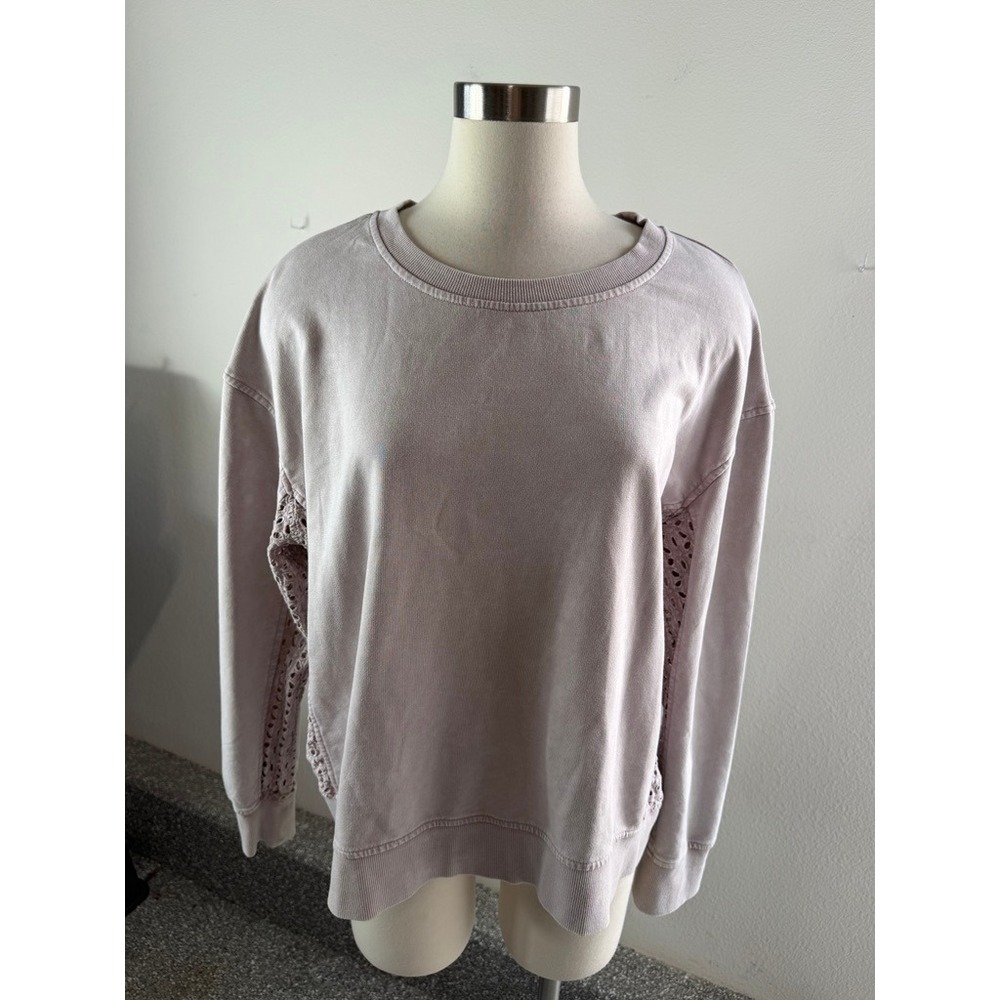 Jane + Delancey Womens XL Mauve Eyelet Lace Side Panel Sweatshirt Shirt Top